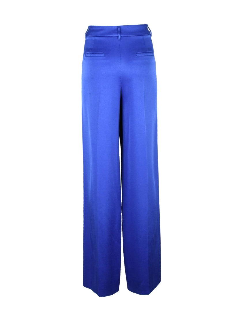 Marella High-Waisted Satin Trousers With Zip Closure And Pockets
