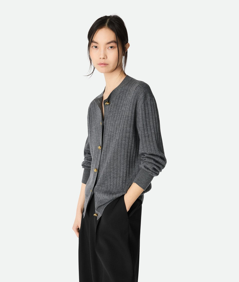 Bottega Veneta Ribbed Knit Sweater With Button-Down Front