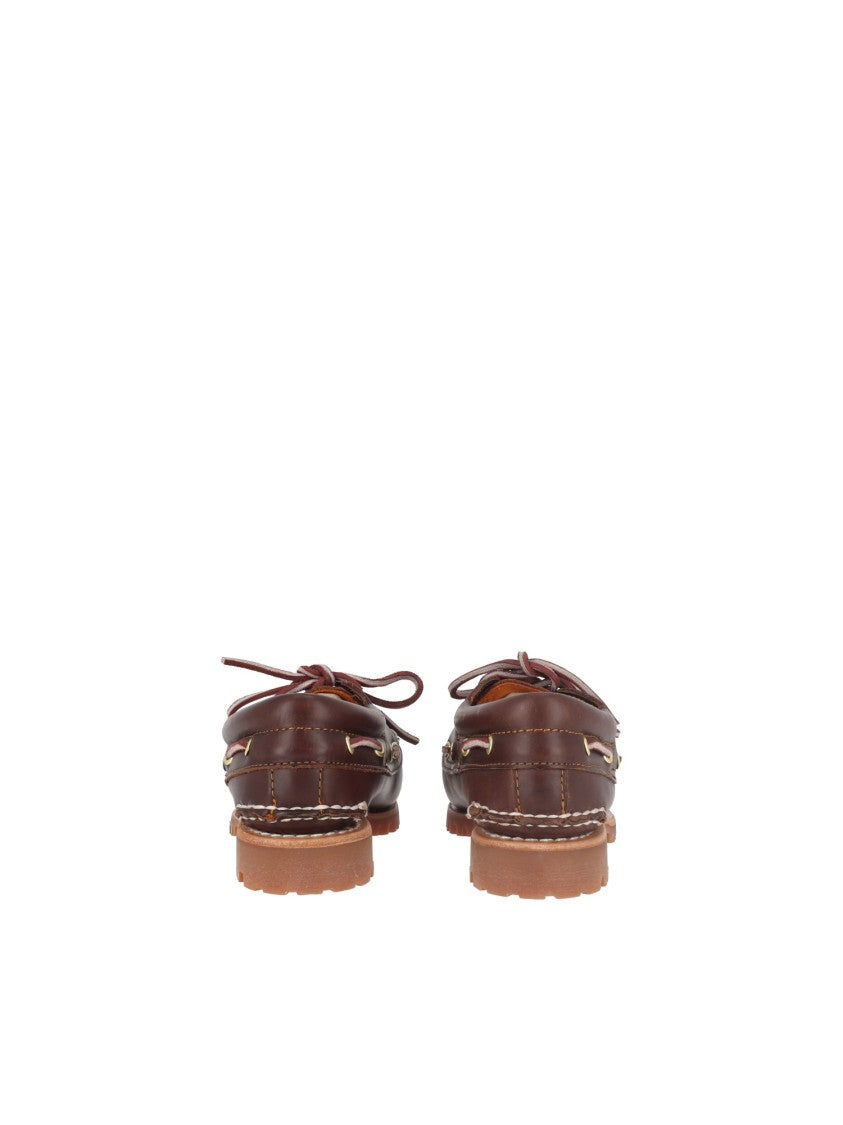 Timberland Brown Authentic Moccasin Stitch Leather Boat Shoes