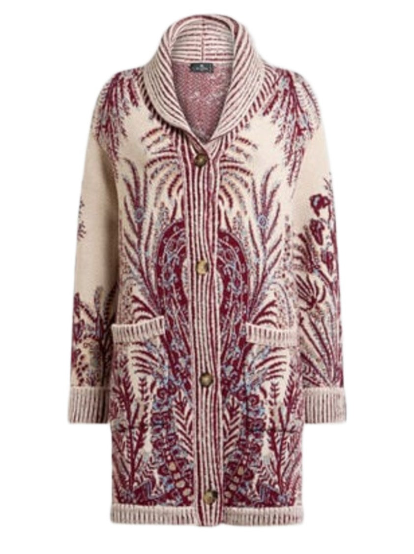 Etro Maxi Cardigan In Wool-Cotton Blend