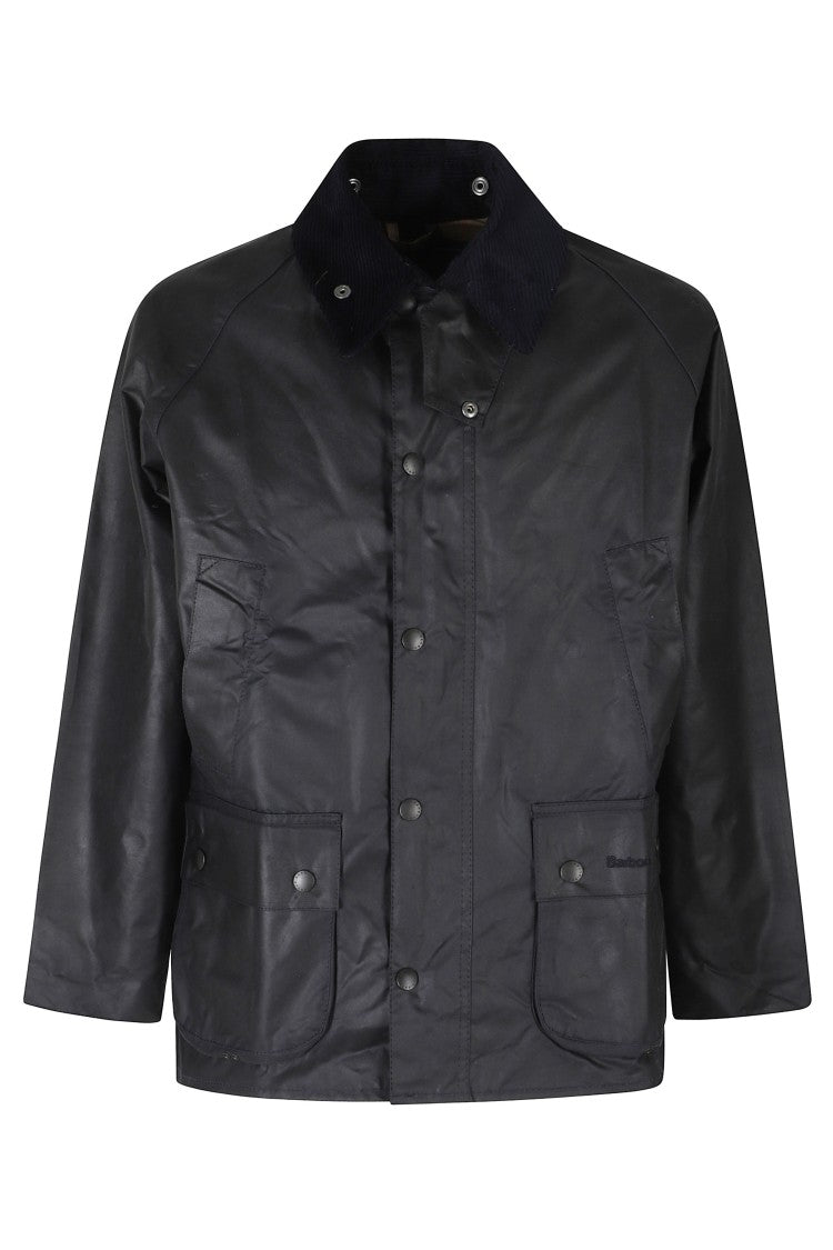 Barbour Navy Corduroy Collar Waxed Cotton Jacket