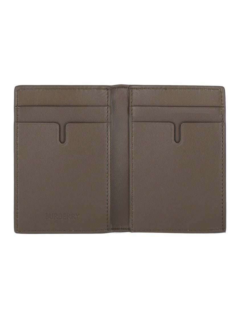 Burberry "Check" Bi-Fold Card Holder, In Beige Fabric
