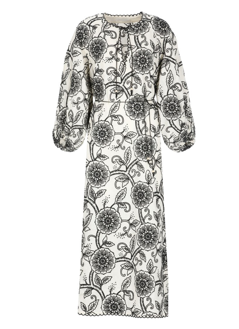 Zimmermann Tallow Embroiderd Midi Dress