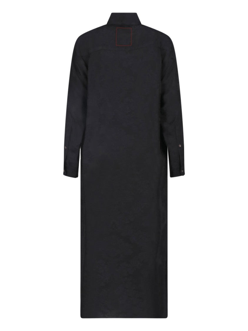 Uma Wang Black Midi Viscose-Blend Shirt Dress