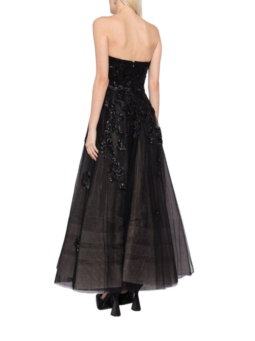 Saiid Kobeisy Tulle Beaded Dress With A Crepe Strapless Top
