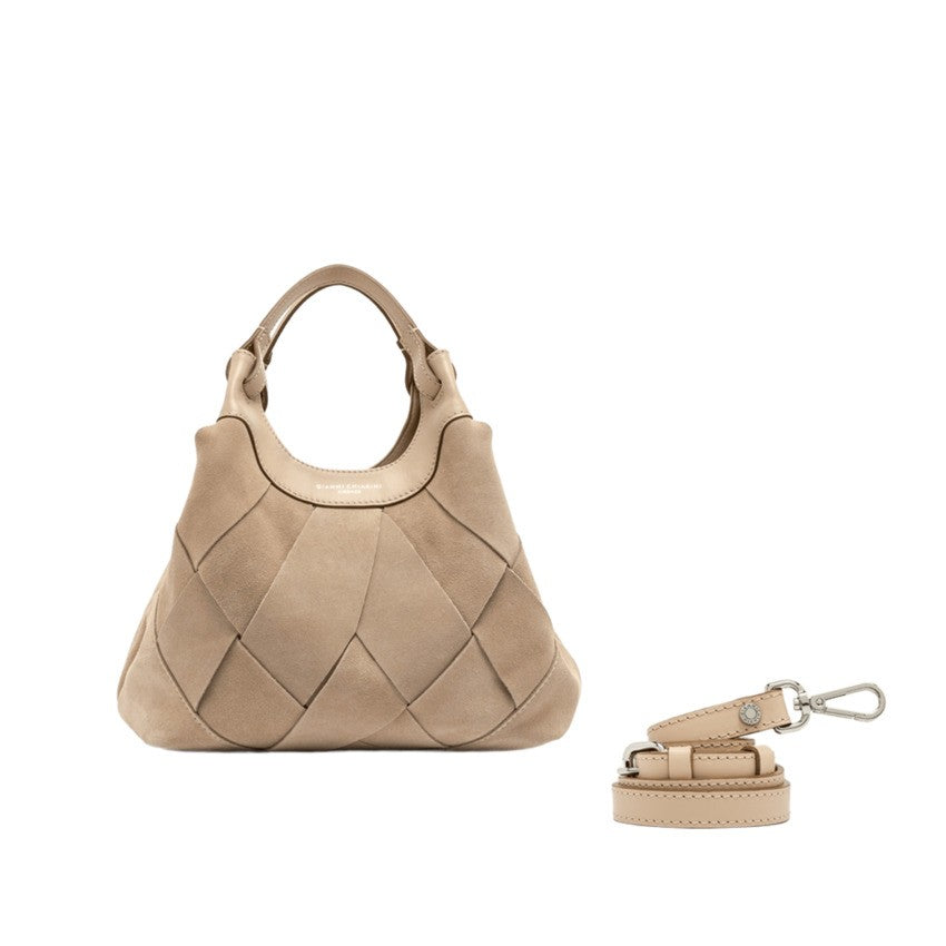 Gianni Chiarini Geometric Suede Handbag With Leather Accents