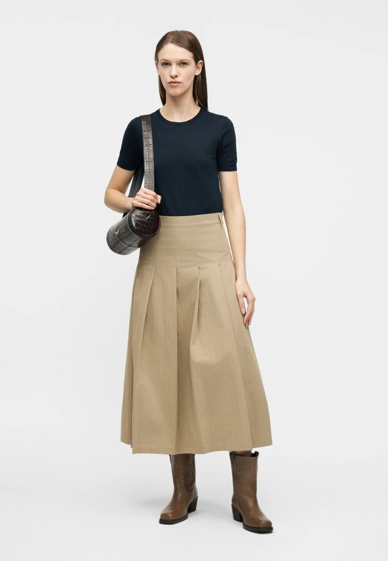 Max Mara Brown Cotton Blend Midi Skirt