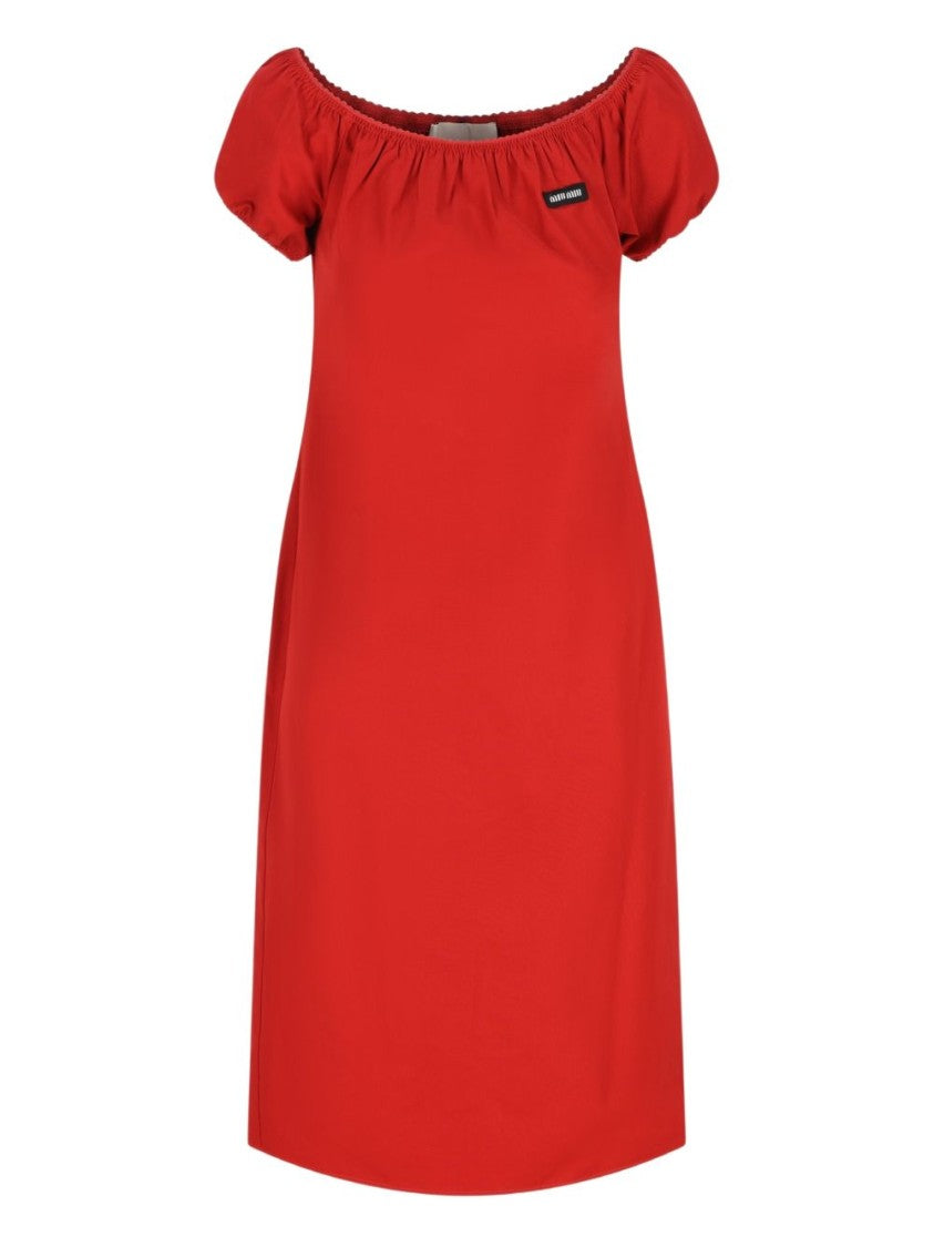 Miu Miu Flared Poplin Fitted Bodice Dress