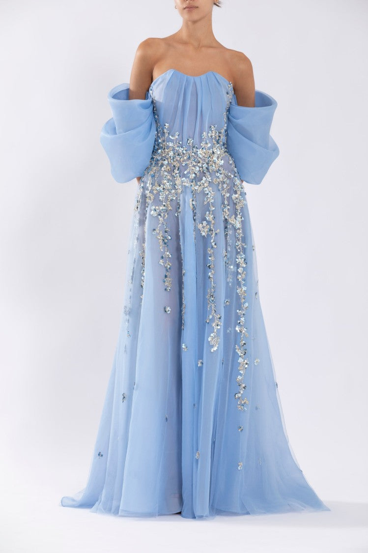 Saiid Kobeisy Organza Dress With Dotted Beading