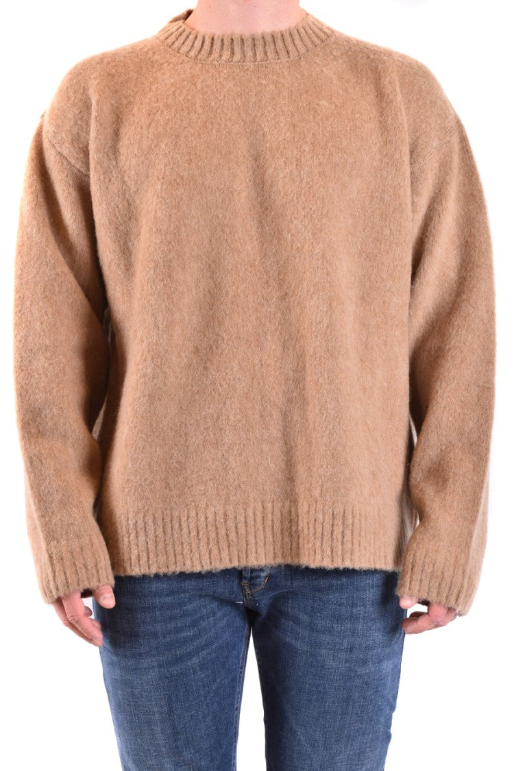 Paura Relaxed Fit Round Neck Wool Sweater