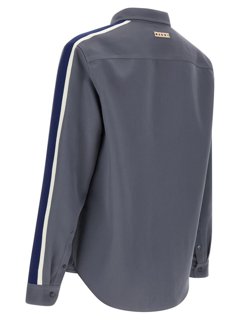 Marni Contrasting Sleeve Virgin Wool Shirt