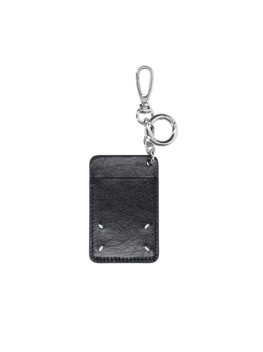 Maison Margiela Compact Black Calf Leather Cardholder With Keychain