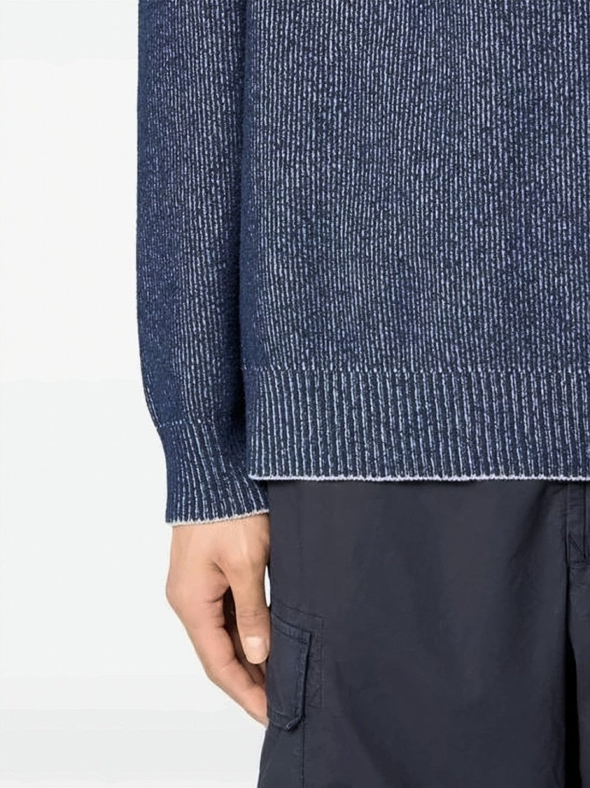 Stone Island Textured Knit Sweater With Distinctive Sleeve Patch