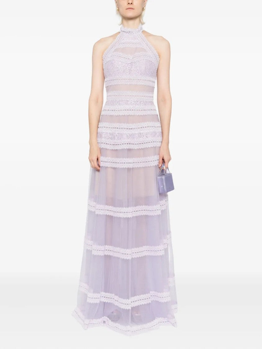 Saiid Kobeisy Lace Striped Long Dress