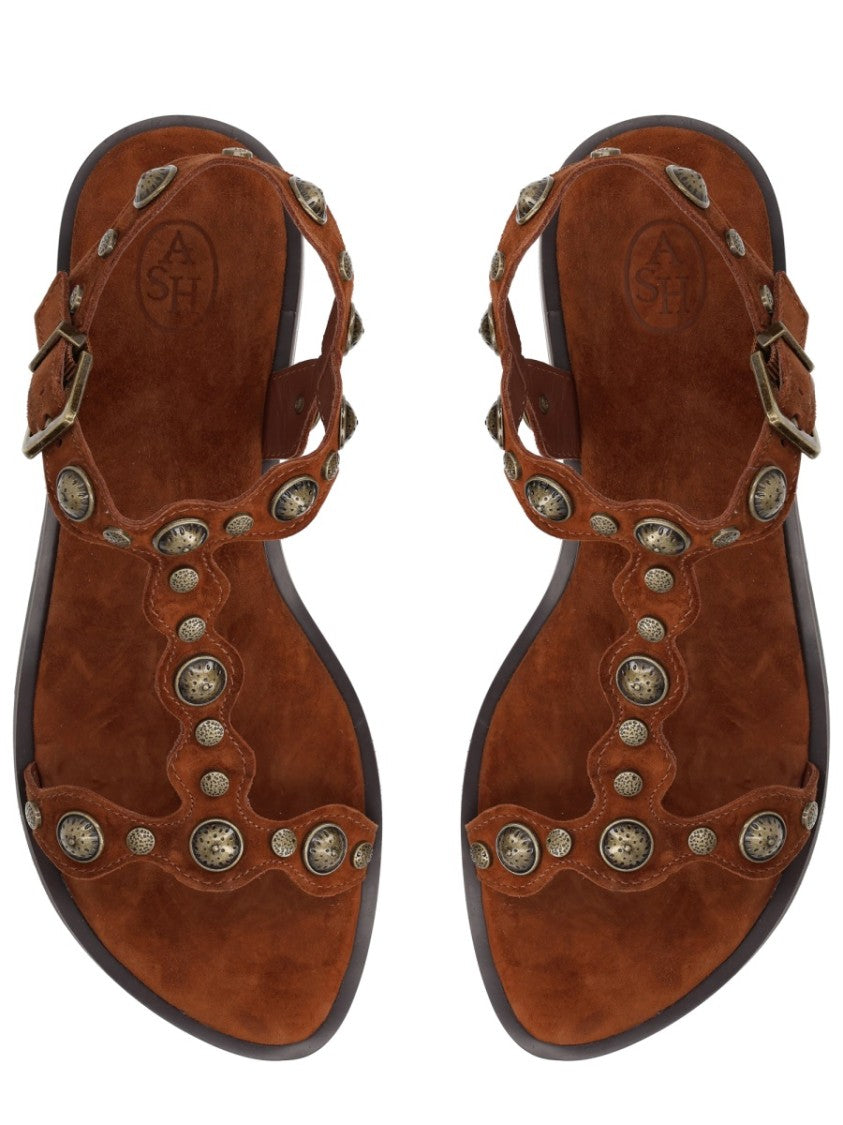 Ash Phanny T-Strap Studded Leather Sandals