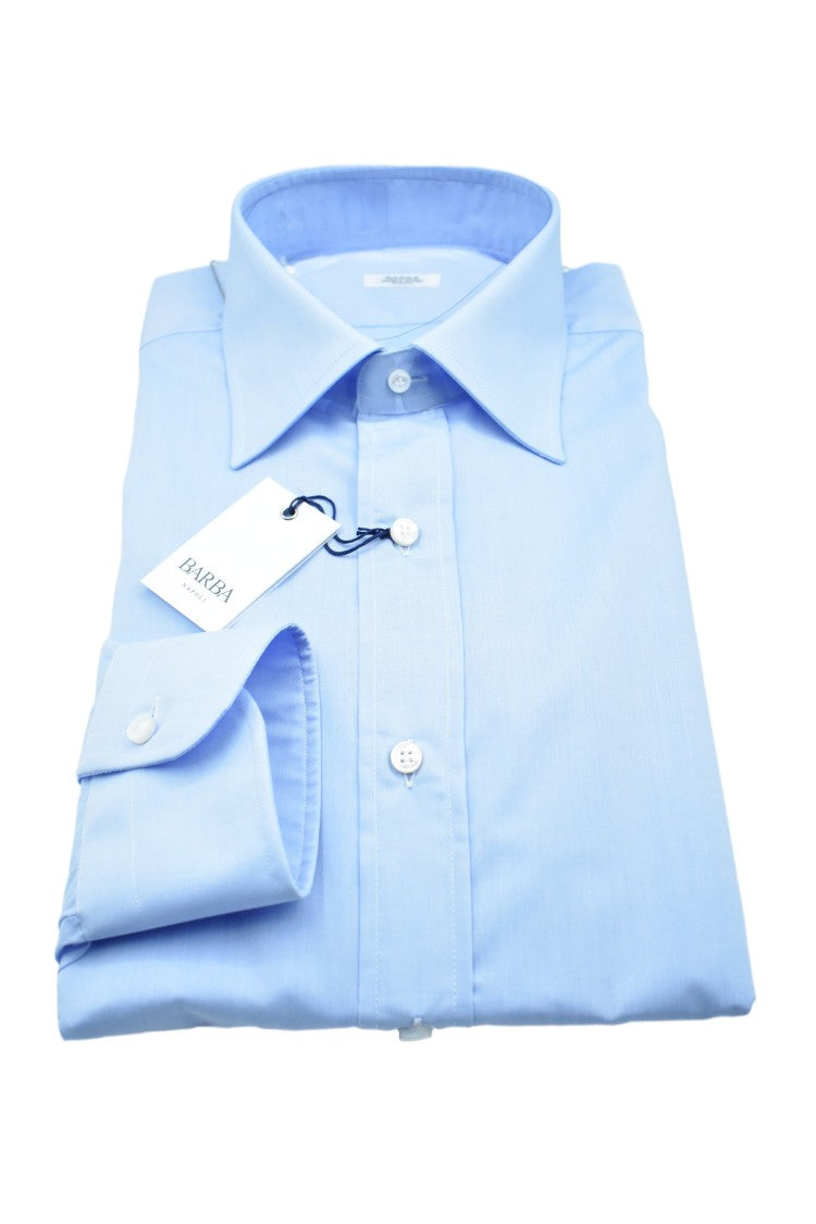 Barba Blue 100% Cotton Semi-Slim Fit Shirt