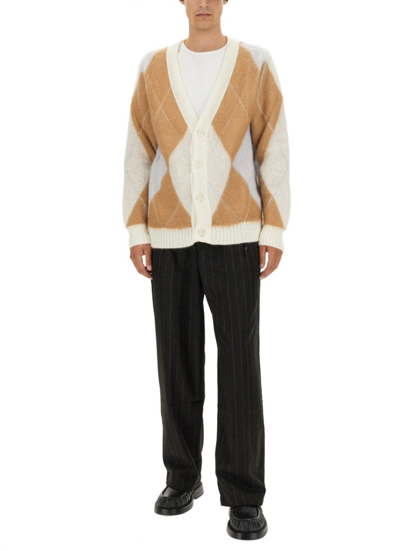 Family First V-Neck Cardigan With Argyle Pattern