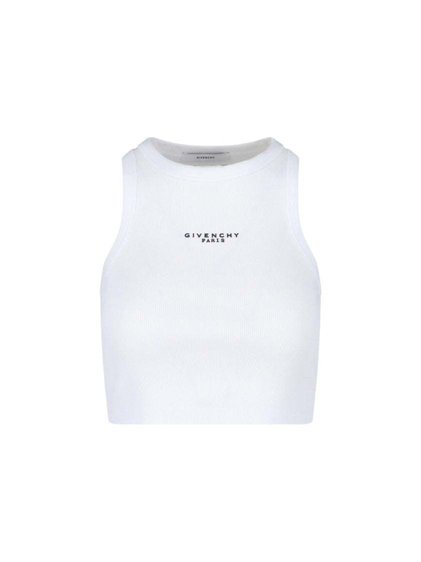 Givenchy White Ribbed Stretch Cotton Tank Top