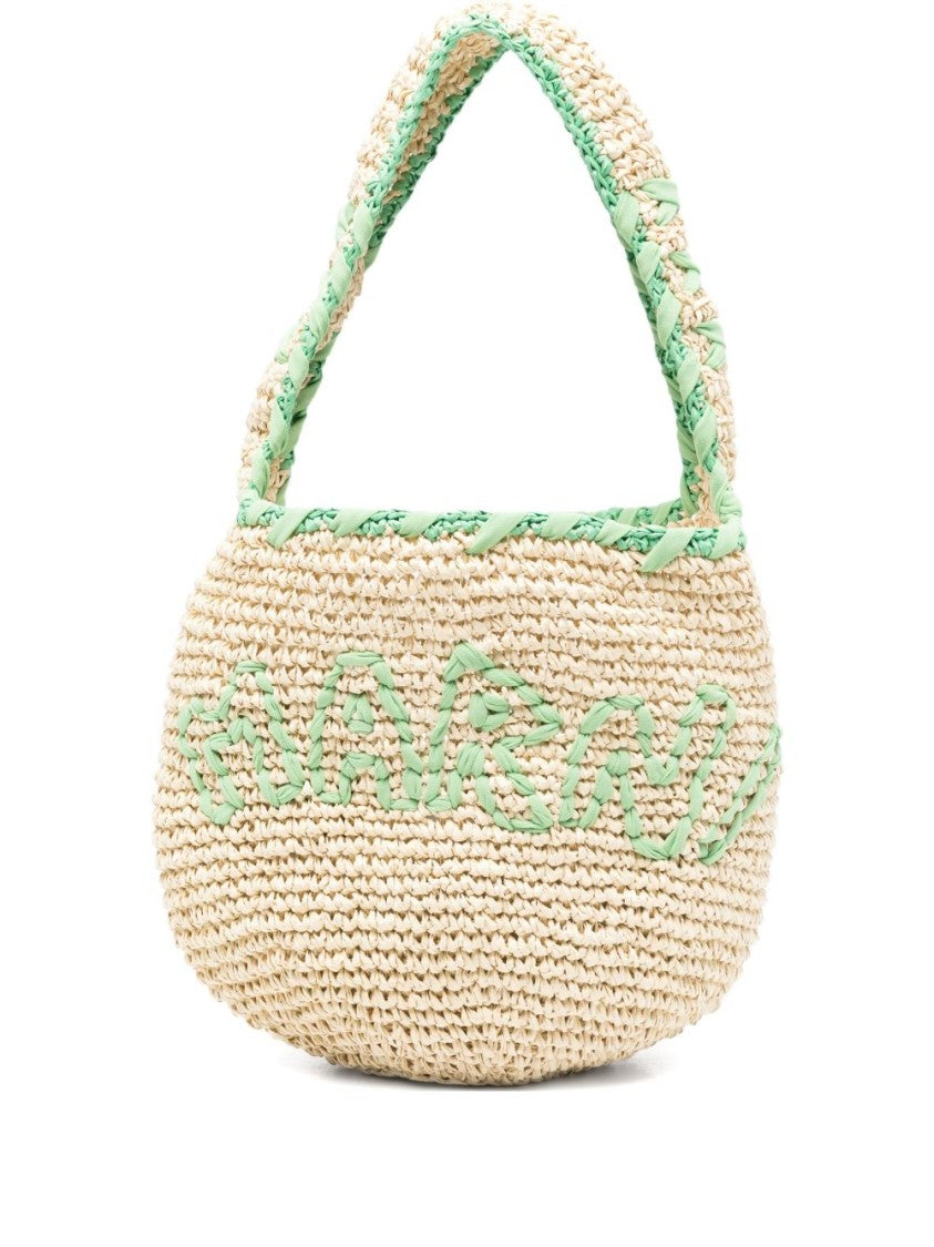 Marni Woven Paper Shoulder Bag With Braided Handle