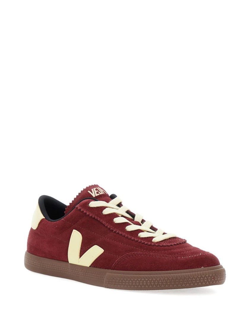 Veja Low-Top Bordeaux Suede Sneakers With Cream Accents