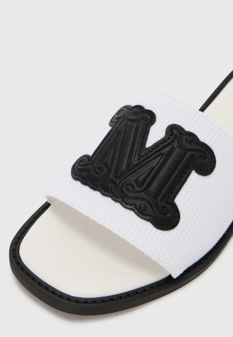 Max Mara White Textured Slide Sandals