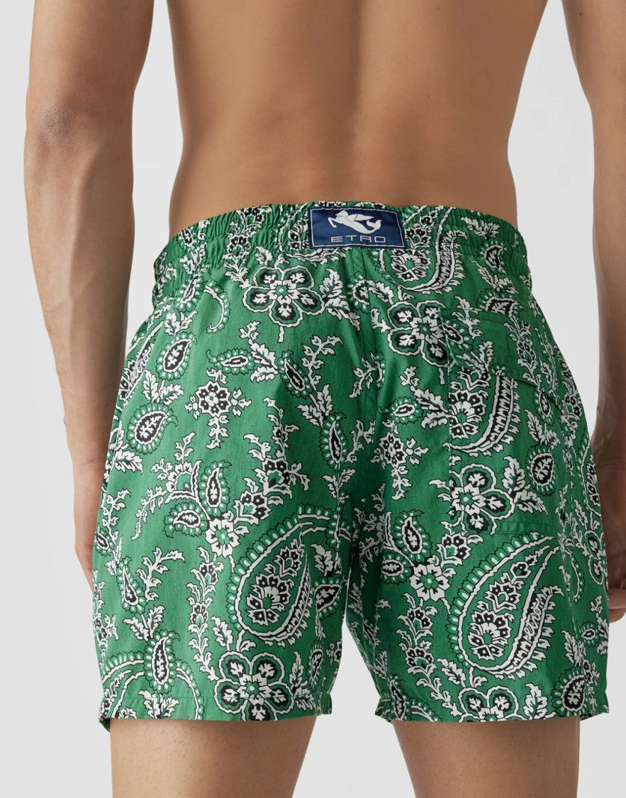 Etro Paisley Print Logo Swim Shorts