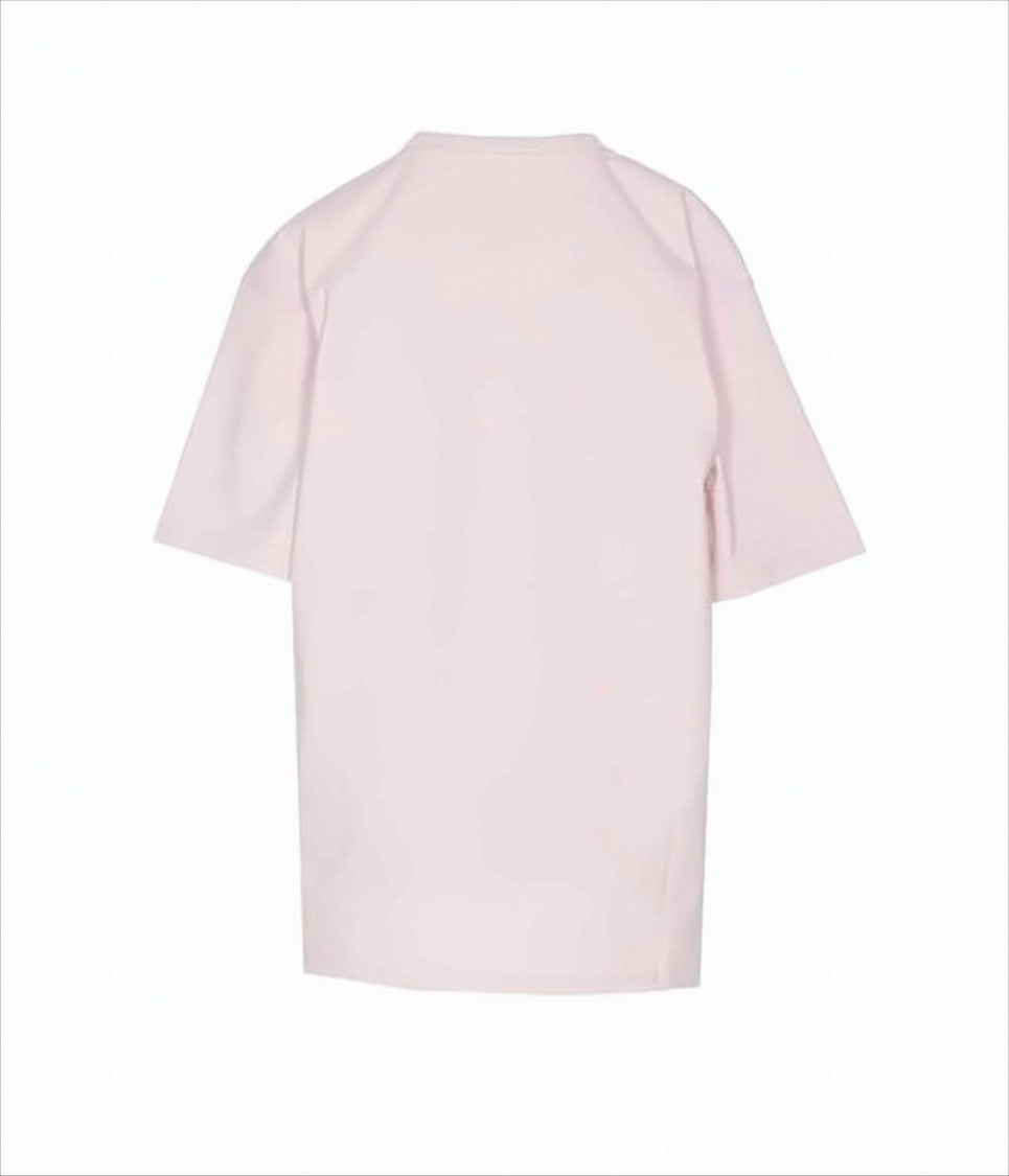 Ganni Soft Pink Relaxed-Fit T-Shirt With Heart-Embossed Detail