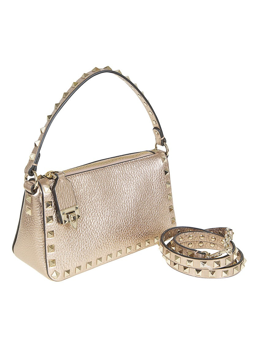 Valentino Garavani Compact Grained Calfskin Shoulder Bag With Platinum Studs