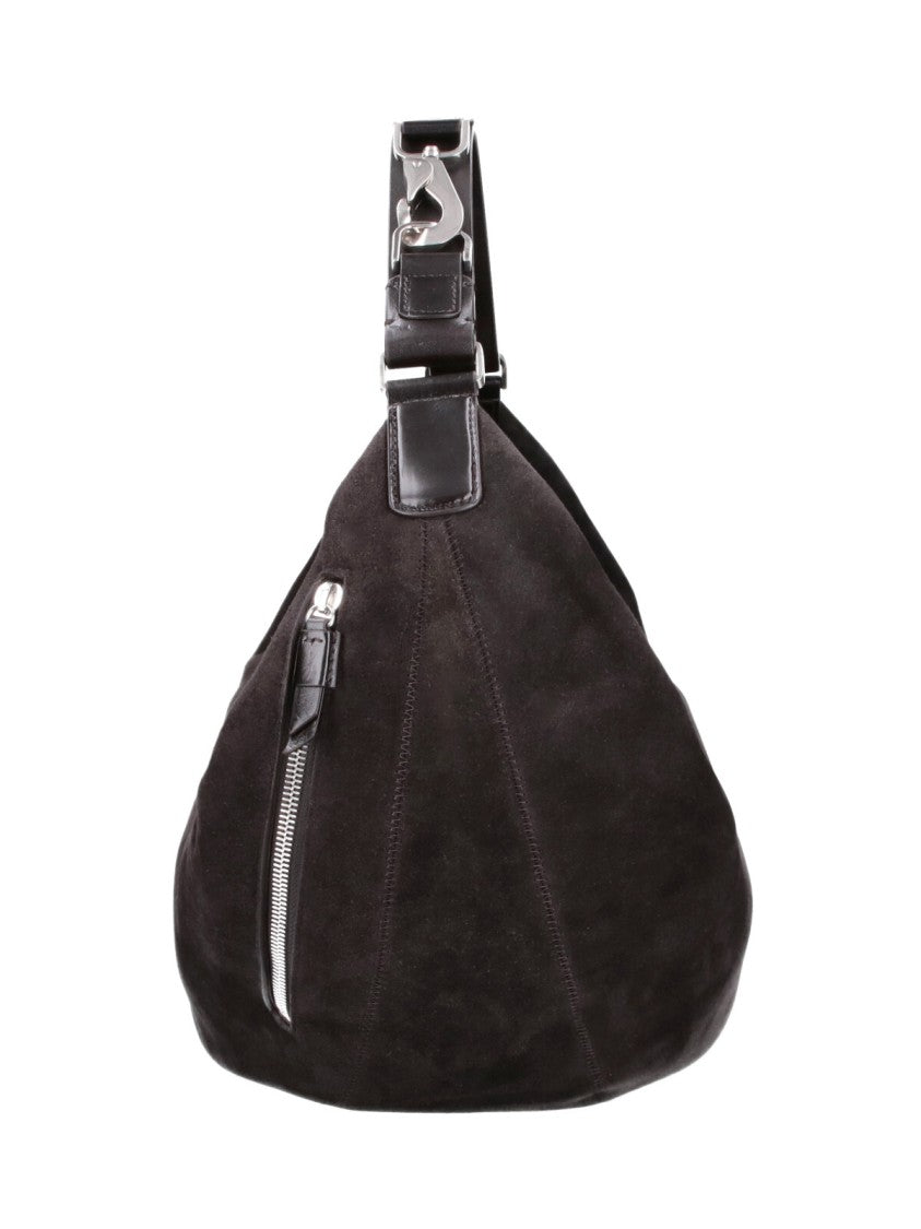 Lemaire Brown Quiver Clip Large Suede Shoulder Bag