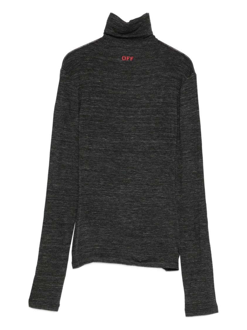 Off-White Fitted Long-Sleeve Turtleneck Sweater In Red