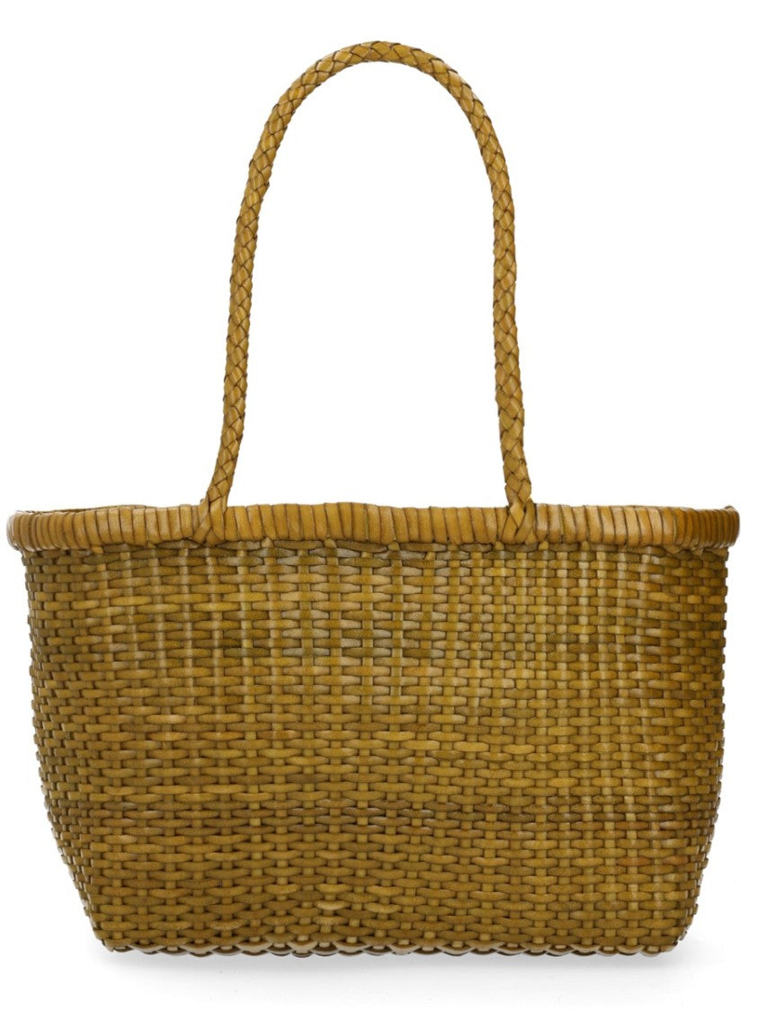 Dragon Diffusion Brown Woven Leather Textured Tote Bag