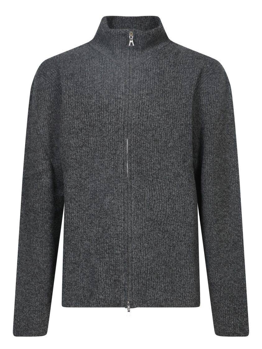 Officine Generale Black Wool-Cashmere Zip Sweater