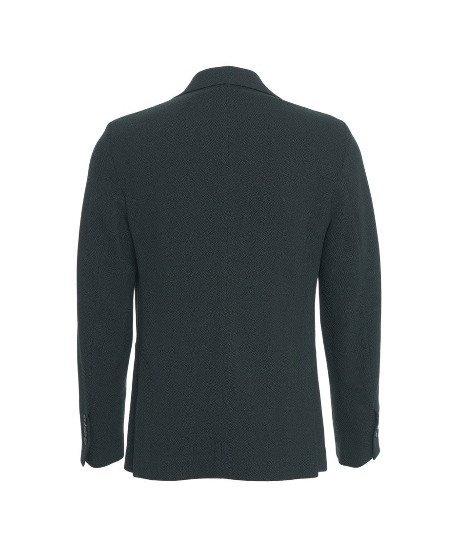 Circolo 1901 Single-Breasted Green Blazer With Fine Knit Texture
