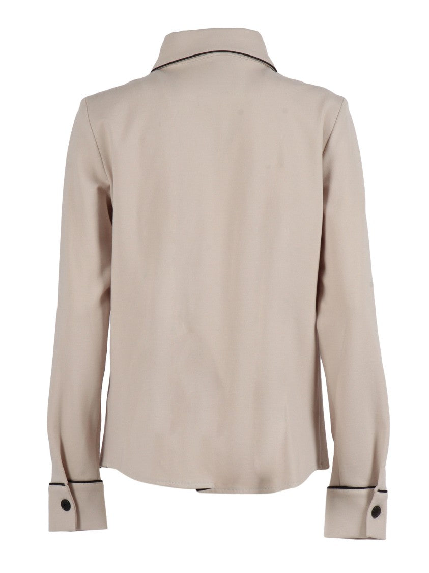 Shirt A Porter Classic Collar Shirt With Piping And Decorative Embroidery