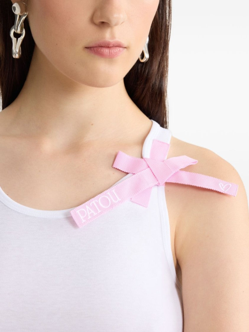 Patou White Silk And Nylon Crew Neck Top