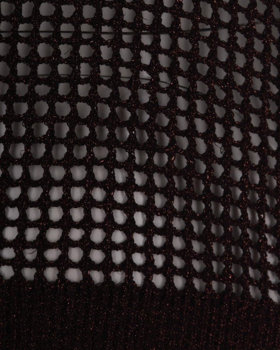 Mc2 Saint Barth Loosely Knit Mesh Sweater With Open Collar And Lurex Detail