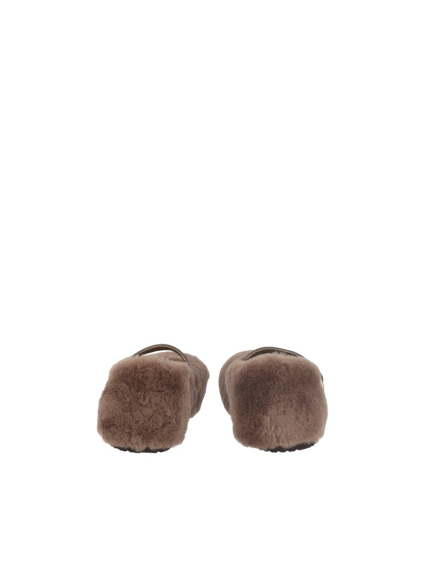 Birkenstock Grey Taupe Santa Clarita S Shearling Flats