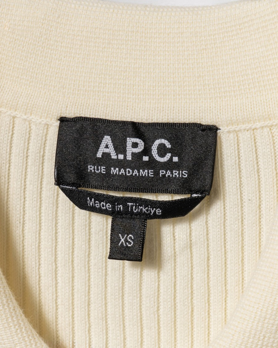 A.P.C. Fitted White Polo Shirt With Classic Collar