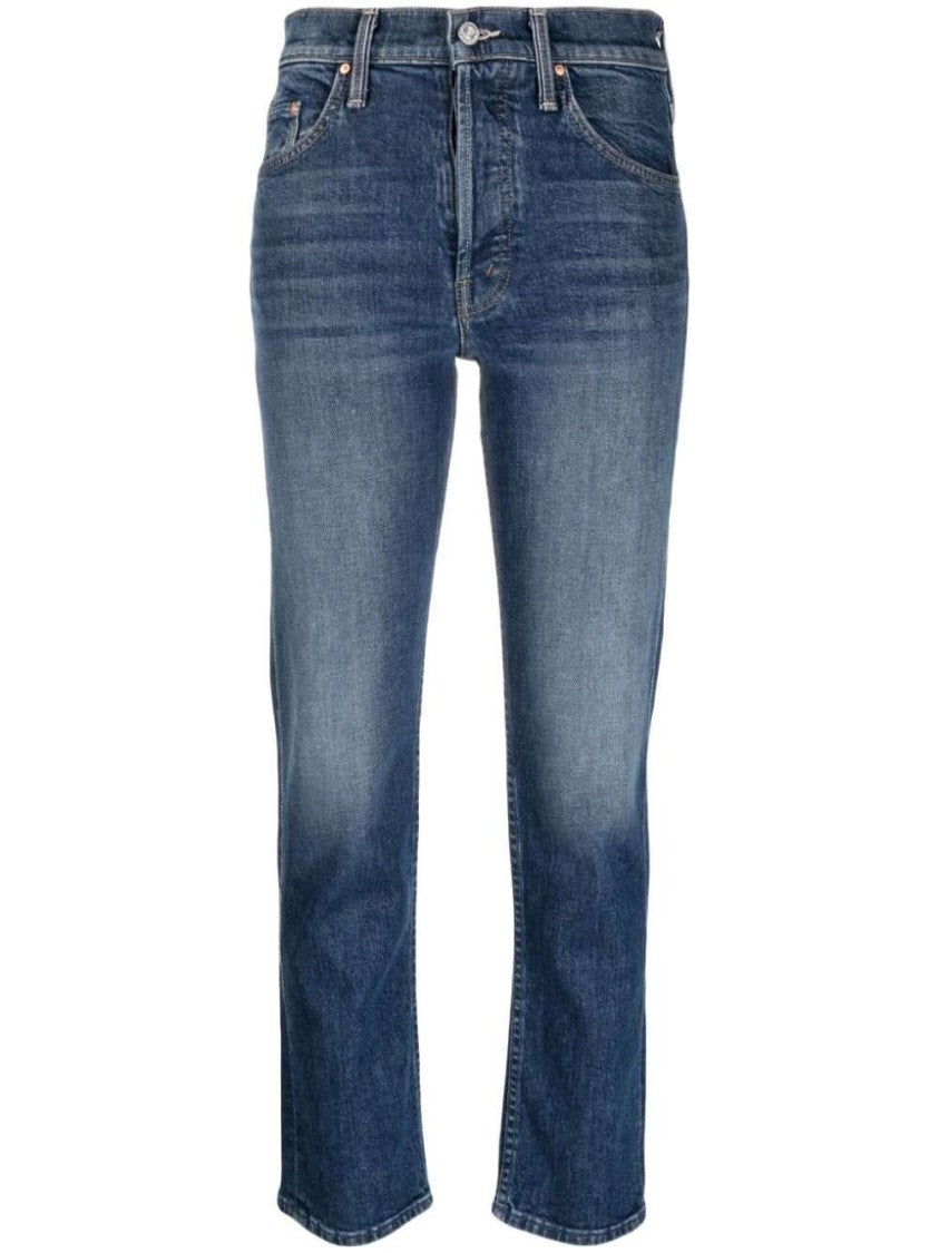 Mother High-Rise Cropped Skinny Denim Jeans