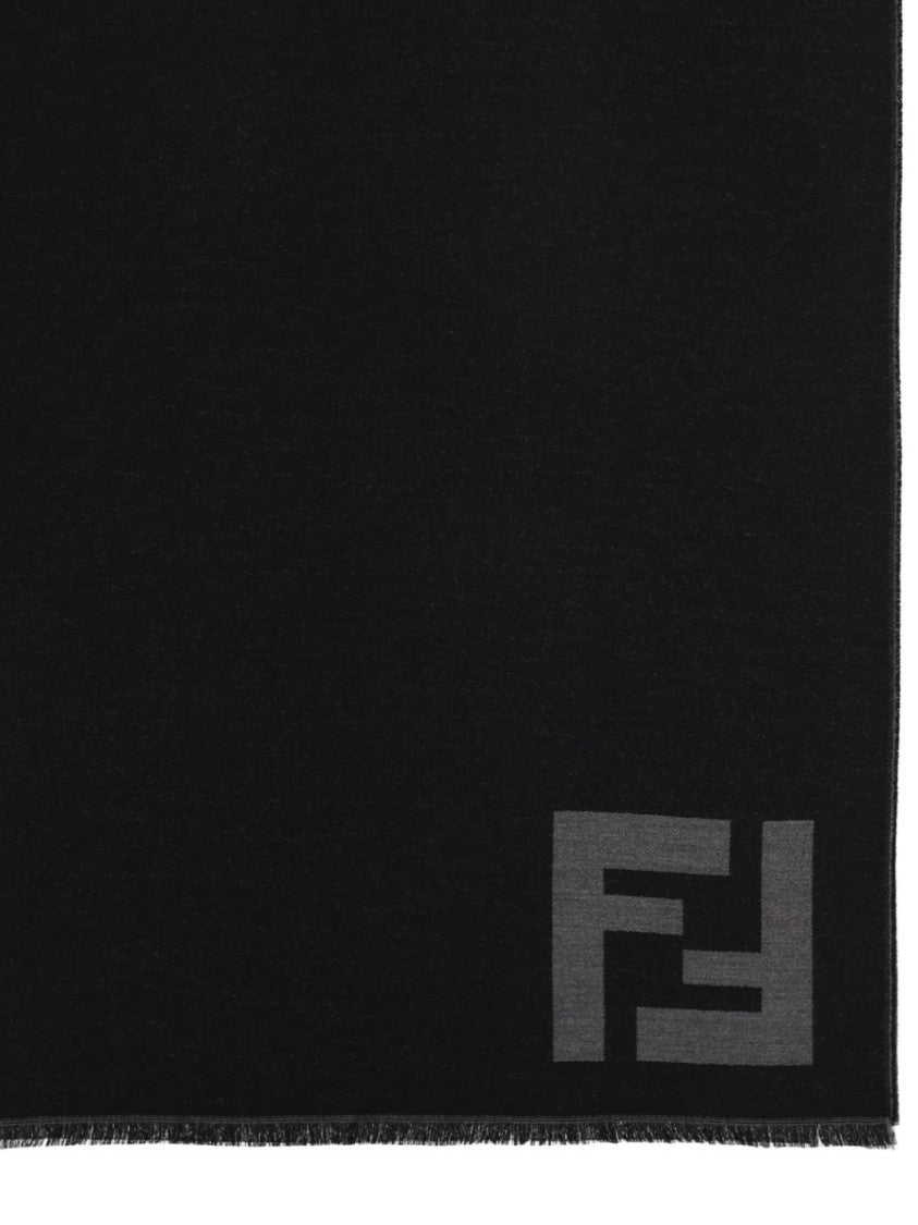 Fendi Rectangular Logo Virgin Wool Scarf