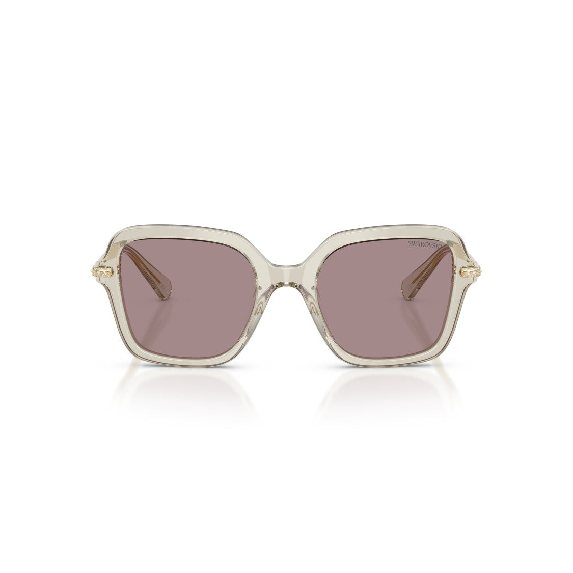 Swarovski 0Sk6040 Square Acetate Sunglasses With Translucent Beige Frame