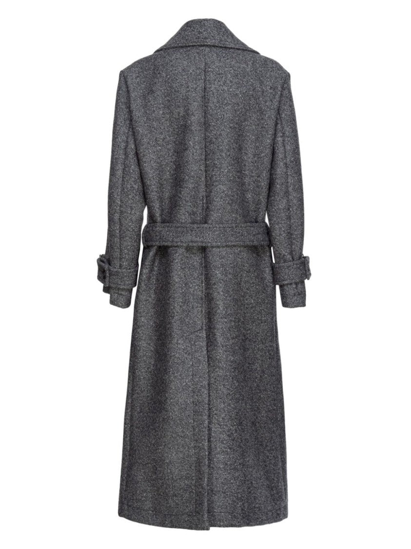 Pinko Double-Breasted Coat With Belted Waist