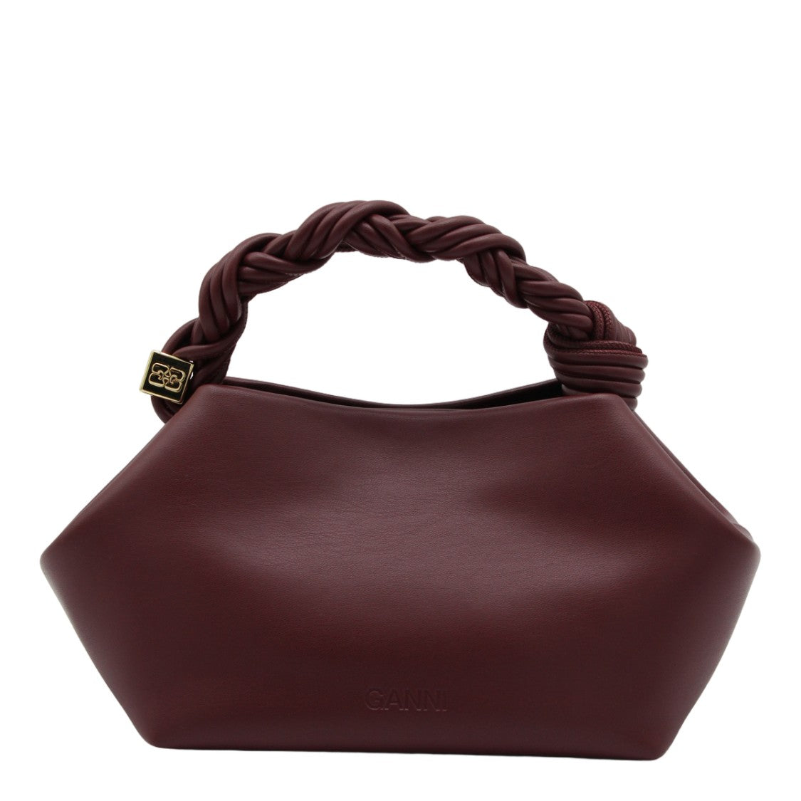 Ganni Geometric Purple Handbag With Twisted Handle