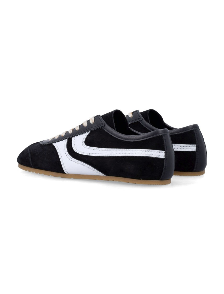 Dries Van Noten Low-Profile Black Suede Sneakers With White Leather Accents