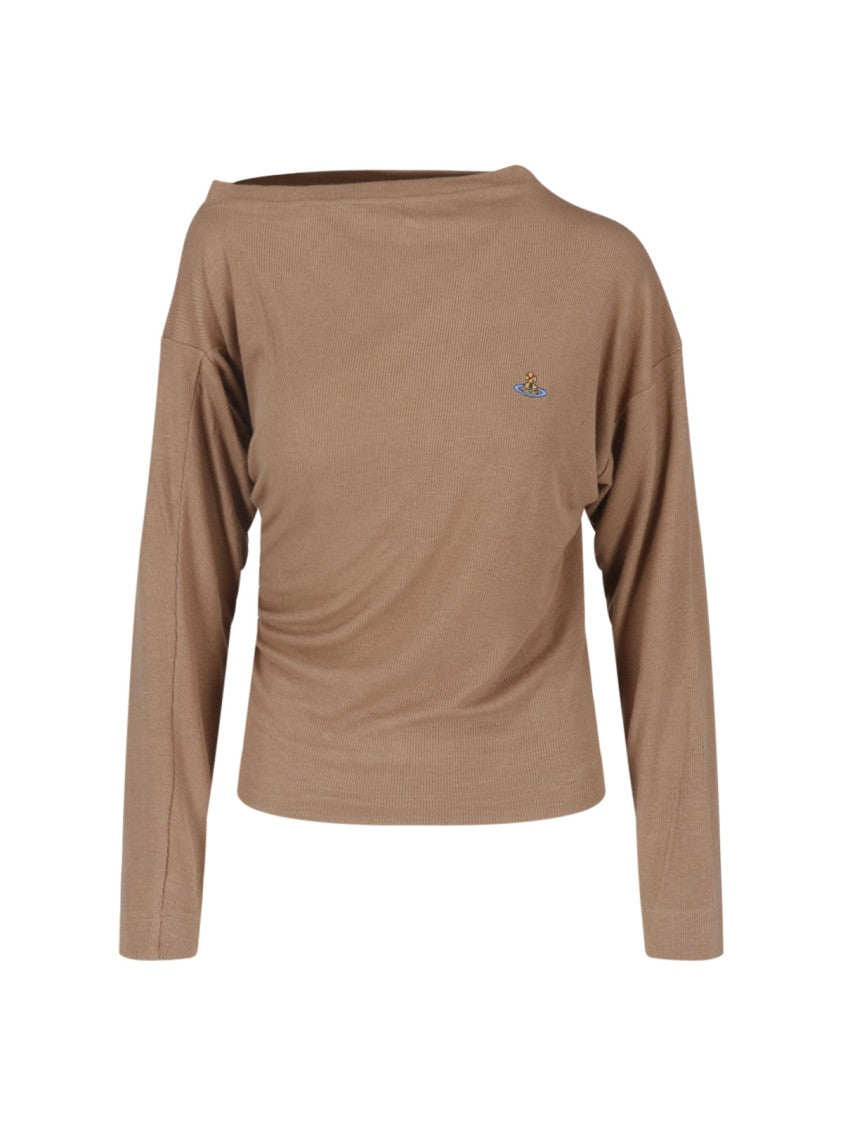 Vivienne Westwood Brown Viscose Asymmetric Orb T-Shirt