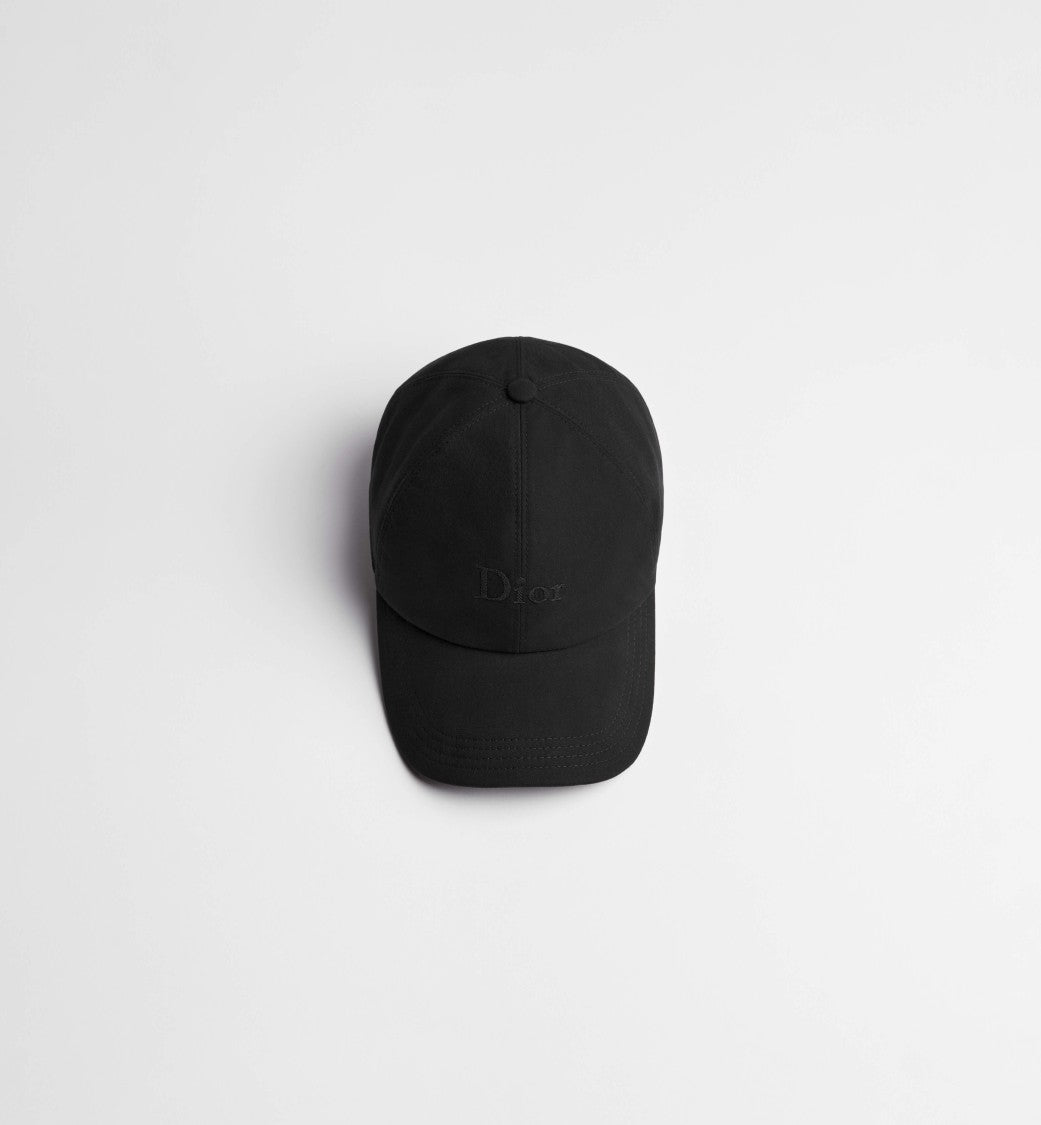 Christian Dior Curved Brim Black Baseball Cap With Tonal Embroidery