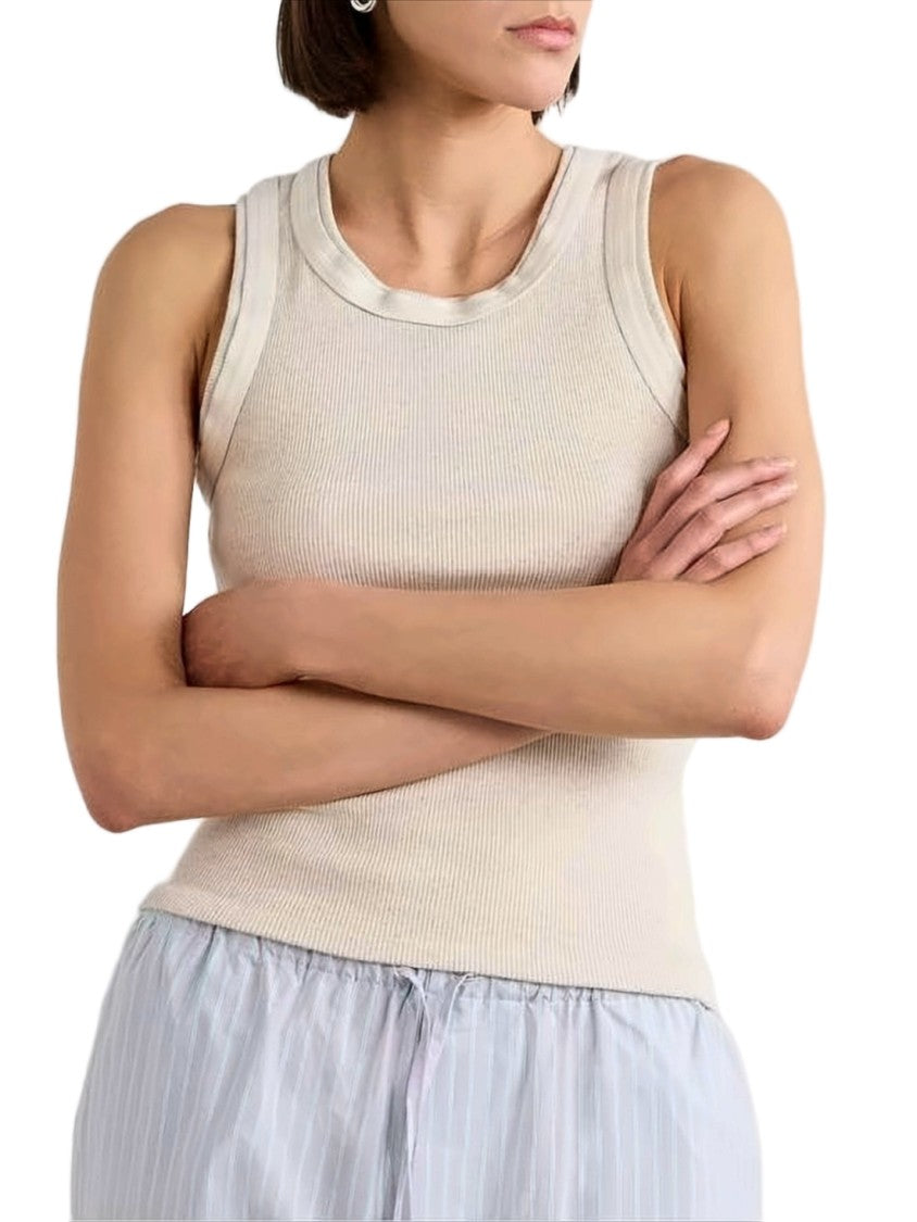 Baserange Sleeveless Ribbed Tank Top With Contrasting Trim