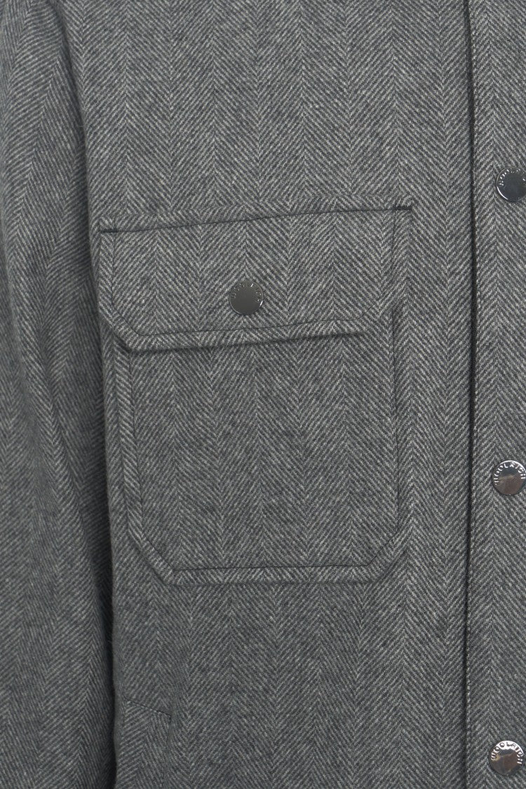 Woolrich Mélange Finish Gray Woolrich Jacket With Classic Collar And Textured Detail