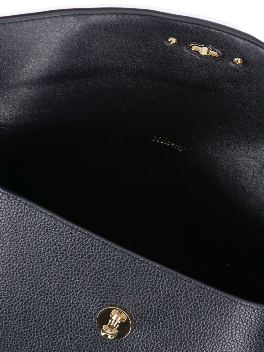 Mulberry Textured Black Leather Rectangular Clutch