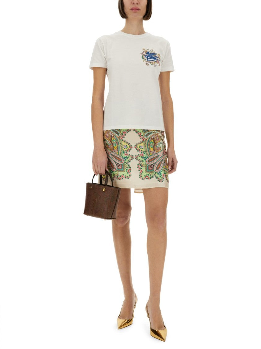 Etro Classic White T-Shirt With Logo Design
